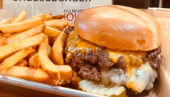 Cheeseburger with fries from Stellar 181 Taphouse